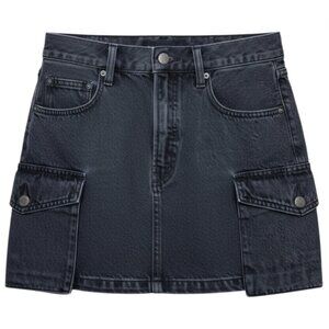 Denim Forum Aritzia The ’90s Mid-Rise Cargo Mini Skirt Black Wash Size 26